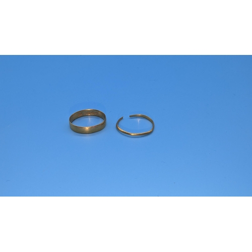 659 - 2x 22ct Gold Rings (1 Cut) - 3.2gms