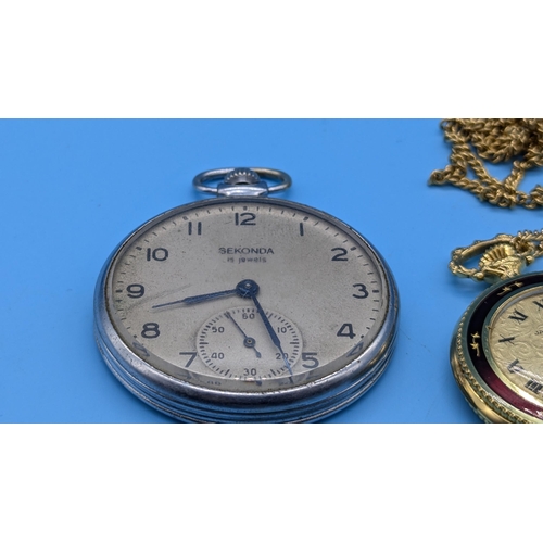 669 - A Vintage Sekonda Pocket Watch And Ladies Jaquet Drox Pendant Watch