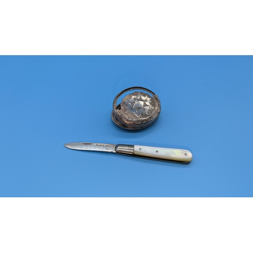 686 - A Hallmarked Silver Bladed Fruit Knife and Locket