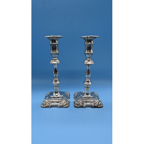 70 - A Pair Of Ornate Hallmarked Silver Clay Filled Candlesticks - 1160gms Total Weight