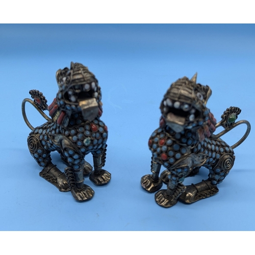 78 - A Pair Of Tibetan Container Foo Dog Snuff Bottles