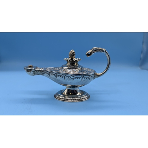 80 - A Silver 1897 Samuel Walton Smith 'Aladdin's' Oil Lamp - 150gms