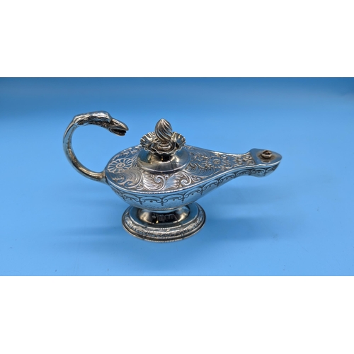 80 - A Silver 1897 Samuel Walton Smith 'Aladdin's' Oil Lamp - 150gms