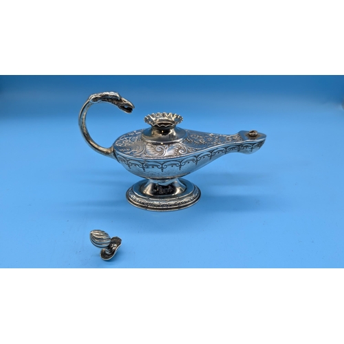 80 - A Silver 1897 Samuel Walton Smith 'Aladdin's' Oil Lamp - 150gms