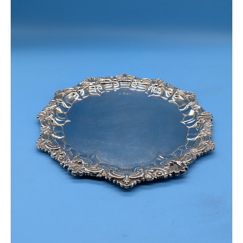 75 - A John Round And Son 1895 Hallmarked Silver Salver - 22cm Diameter - 415gms