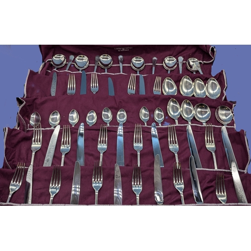 63 - A Finest Quality Carr's Of Sheffield Hallmarked .925 Silver Cutlery Set With 'Grecian' Pattern Consi... 