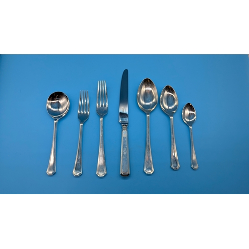 63 - A Finest Quality Carr's Of Sheffield Hallmarked .925 Silver Cutlery Set With 'Grecian' Pattern Consi... 