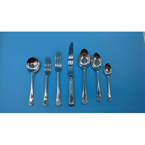 63 - A Finest Quality Carr's Of Sheffield Hallmarked .925 Silver Cutlery Set With 'Grecian' Pattern Consi... 