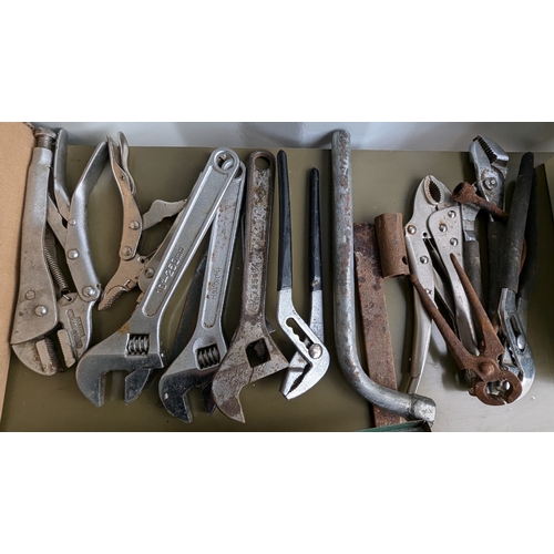 1114 - A Large Quantity of Spanners, Mold Grips , Adjustable Spanners and Allen Keys