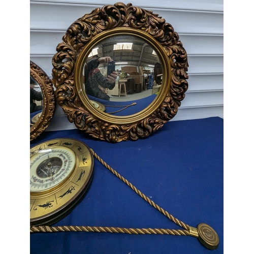 1139 - Ornate Circular Mirror and a Barometer