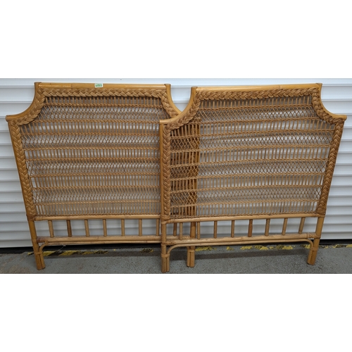 750 - 2 x Cane and Rattan Single Bed Headboards 114cm H x 100cm W