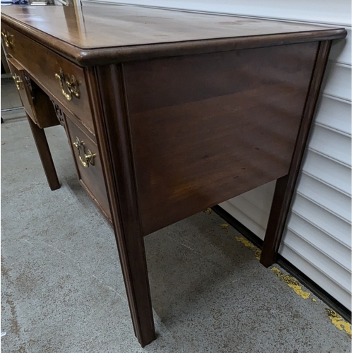 754 - Antique Knee Hole Desk with 3 x Drawers and Brass Handles. 78cm x 107cm x 62cm