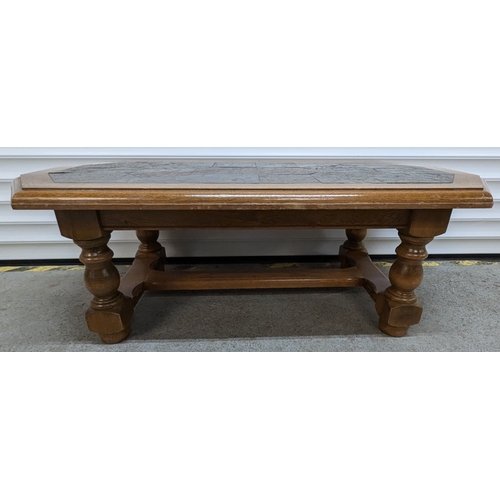 755 - Tile Topped Coffee Table - Very Heavy Solid Piece 40cm x 110cm x 55cm