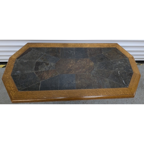 755 - Tile Topped Coffee Table - Very Heavy Solid Piece 40cm x 110cm x 55cm