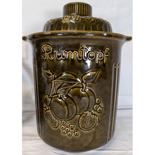 771 - Rumtopf Lidded Pot & Teapot, Cookie Jar (no visible Chips or cracks)