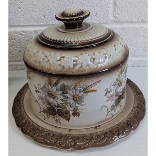 776 - Large Staffordshire Teapot & Antique Round Cheese Dish