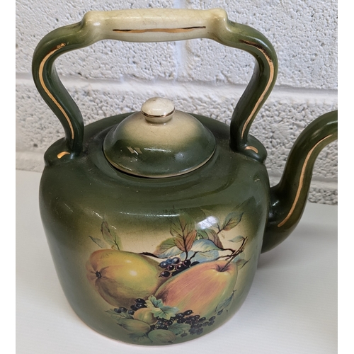 776 - Large Staffordshire Teapot & Antique Round Cheese Dish