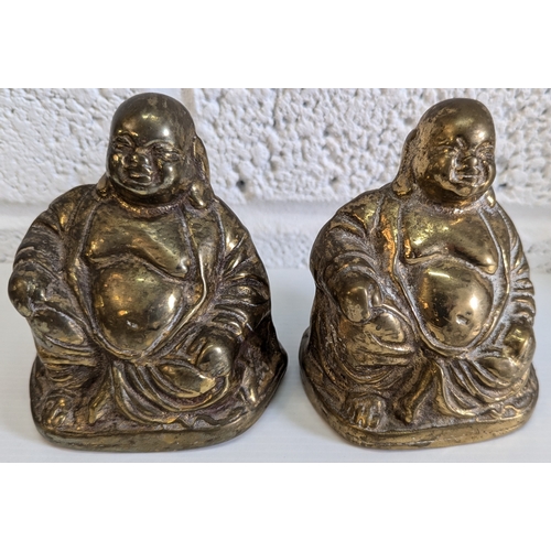 777 - 3 x Brass Wall Hanging Flying Ducks & a Pair of Brass Buddhas & Resin Buddha Statue