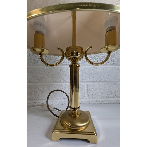 787 - 2 Brass Effect Column Lamps - Largest Standing 74cm Height with Single Bulb -Smallest Standing 47cm ... 