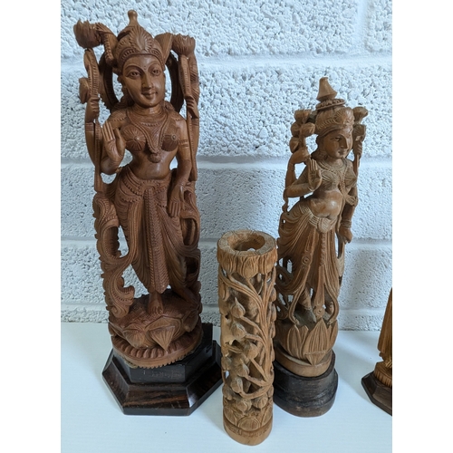 837 - An Assortment Of Indonesian Wood Carvings - Largest 35cm - 5 In Total