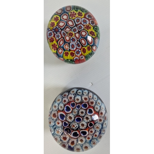 838 - An Assortment Of Paperweights, Millefiori And Blue Vase