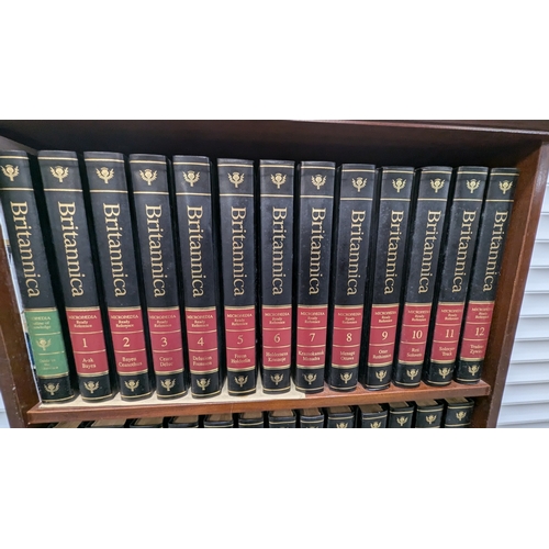 852 - Free Standing 3 Tier Book Shelf With A Full Set Of 12 Britannica Micropedia And Britannica Macropedi... 