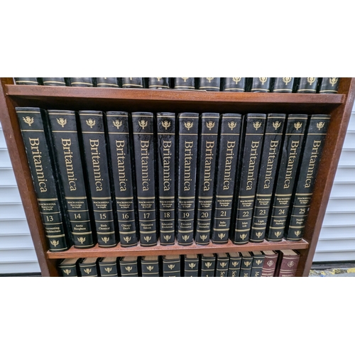 852 - Free Standing 3 Tier Book Shelf With A Full Set Of 12 Britannica Micropedia And Britannica Macropedi... 