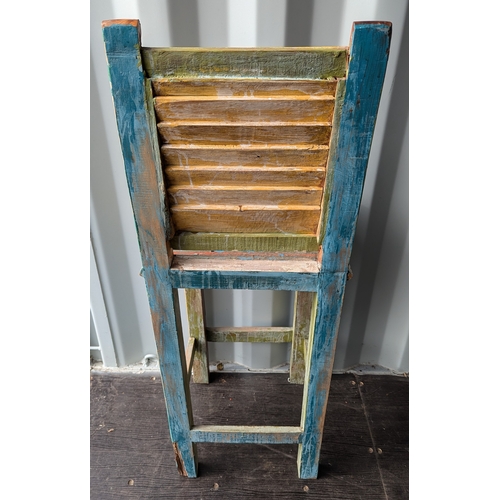 858 - Reclaimed Wooden High Stool with Advertising Logo's