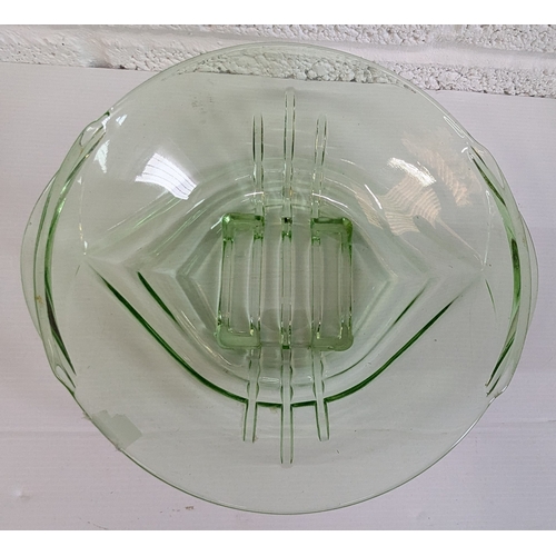 876 - Uranium Glass Dish And Lidded Bowl