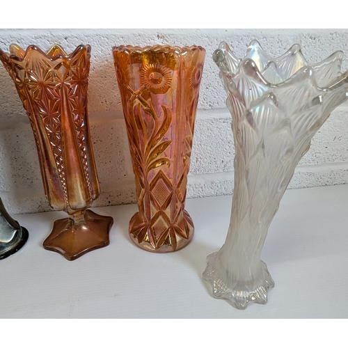 879 - 9 Carnival Glass Vases