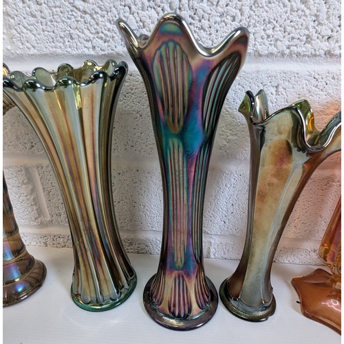 879 - 9 Carnival Glass Vases