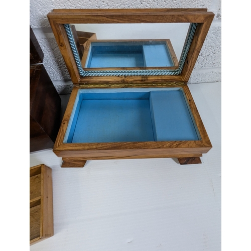 890 - An Ibiza Mirrored Music Box And Antique Sewing Box (Missing Foot)