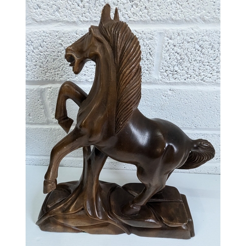 898 - Wooden Horse Carving - 38cm