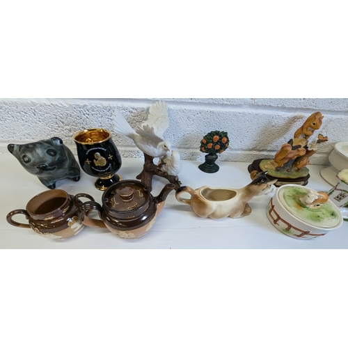 921 - An Assortment Of Collectable Pottery, Szeiler Money Box, Coalport Cottage Etc.