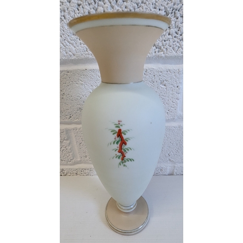 931 - A Hand Painted Milk Glass Vase