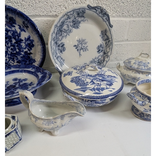 934 - A Box Of Blue And White China