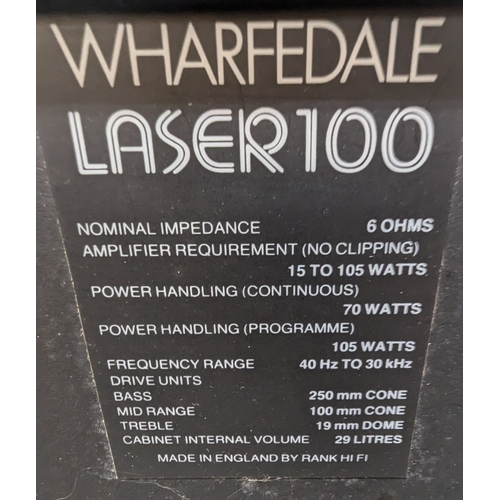 967 - A Pair Of Wharfdale, Laser 100 Speakers - 57 x 31 x 25cm