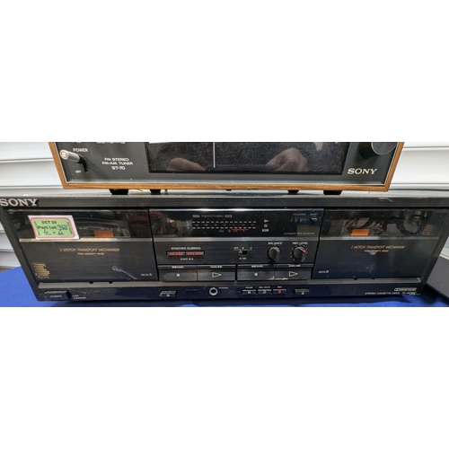 968 - Vintage Sony Integrated Stereo Amplifier TA-73, Vintage Stereo Tuner ST-70, Sony Double Cassette Dec... 