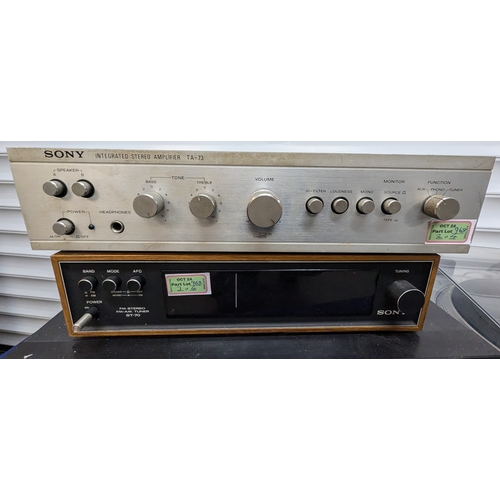 968 - Vintage Sony Integrated Stereo Amplifier TA-73, Vintage Stereo Tuner ST-70, Sony Double Cassette Dec... 