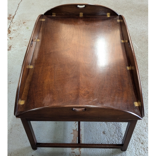 991 - Antique Mahogany Butlers Tray Coffee Table With Brass Hinges - 50 x 163 x 110cm