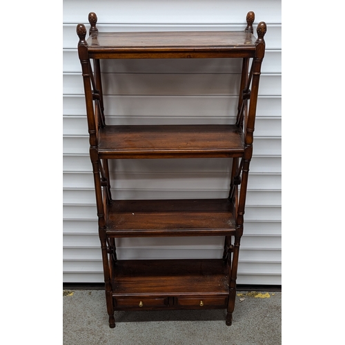 994 - Regency Mahogany Four Tier Whatnot With 2 Drawers - 124 x 57 x 26cm