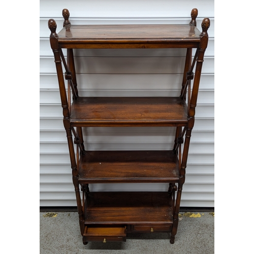 994 - Regency Mahogany Four Tier Whatnot With 2 Drawers - 124 x 57 x 26cm