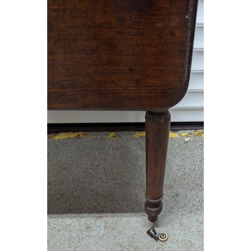 997 - Antique Pembroke Table With Turned Legs, One Drawer And Brass Handles