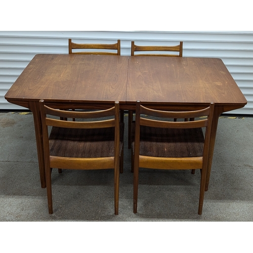 998 - Mid Century A.H. Mackintosh Extending Dining Table With 4 Chairs - 74 x 236 (open) 160 (closed) x 92... 