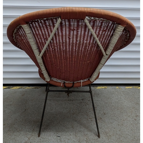 1019 - Mid Century Plastic Wicker Satellite Chair