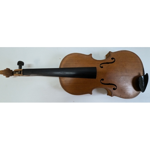 1025 - An Antique Violin In Wooden Case