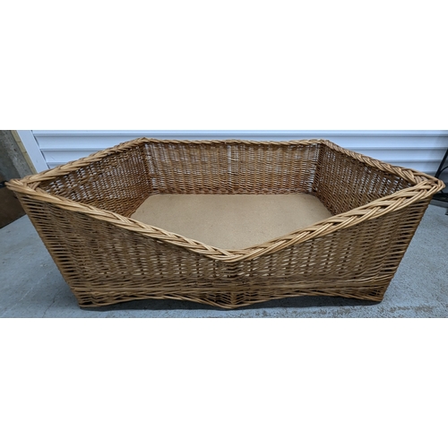 1032 - Extra Large Rectangular Wicker Dog Basket With Solid Base - 40 x 100 x 75cm