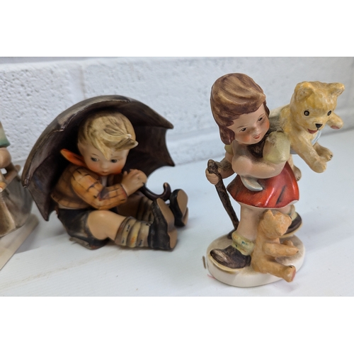 1140 - 5x Vintage West German Hummel Figurines - 1x 20cm Tall, 4x 13cm Tall