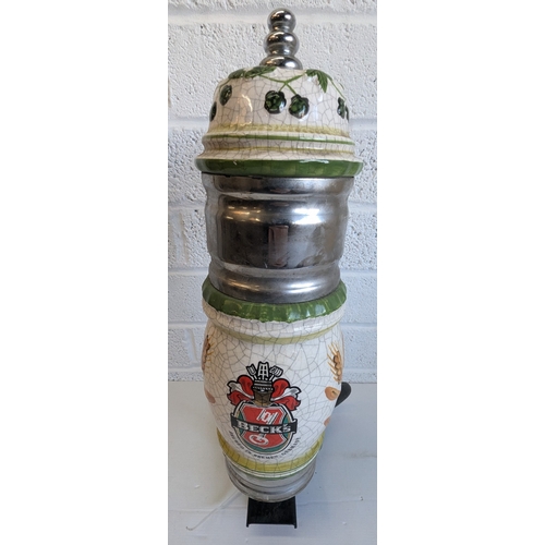 1306 - Retro Becks Ceramic Bar Pump Head And Tap - 53cm High