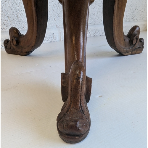 1311 - Vintage Spiral Twist Wine Table On Tripod Legs With Carved Detailing